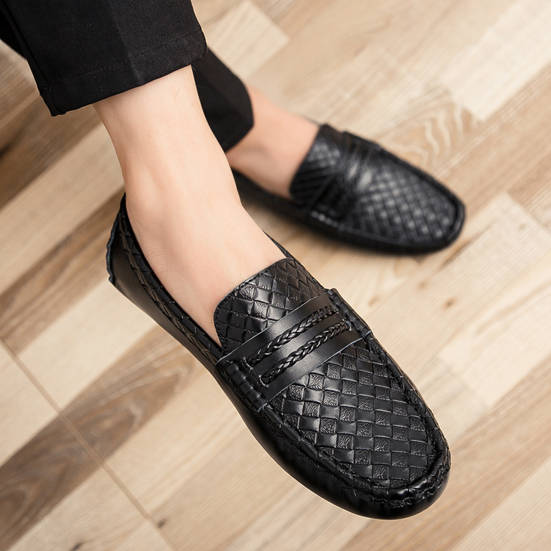 Four seasons genuine leather lazy men's shoes with soft soles