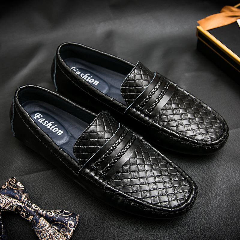 Four seasons genuine leather lazy men's shoes with soft soles