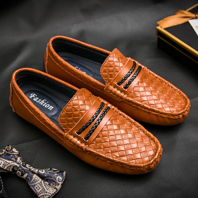 Four seasons genuine leather lazy men's shoes with soft soles