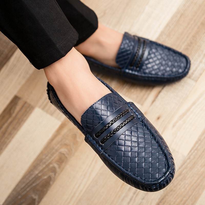 Four seasons genuine leather lazy men's shoes with soft soles