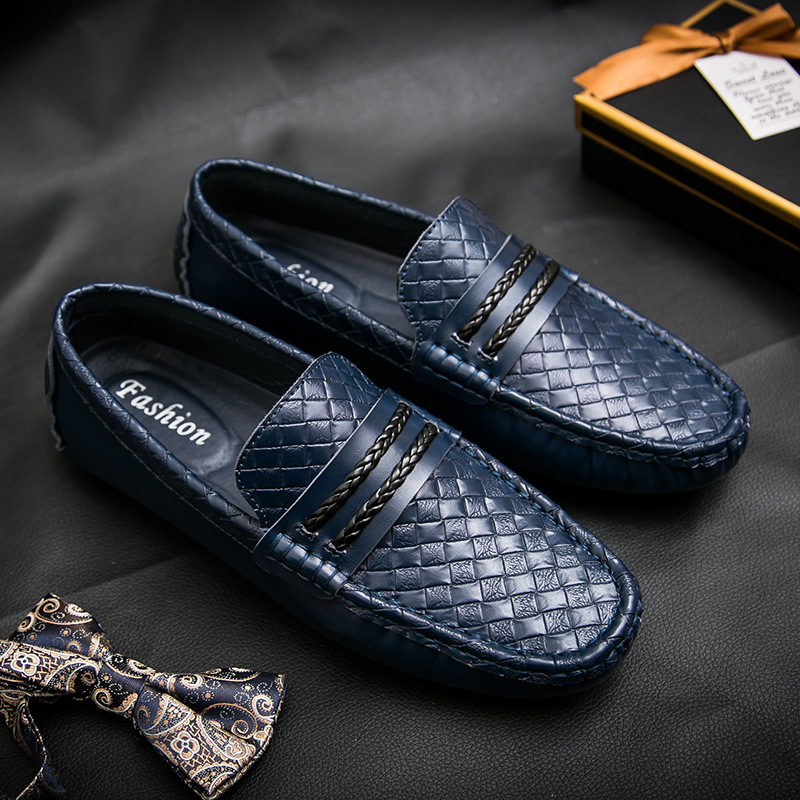 Four seasons genuine leather lazy men's shoes with soft soles