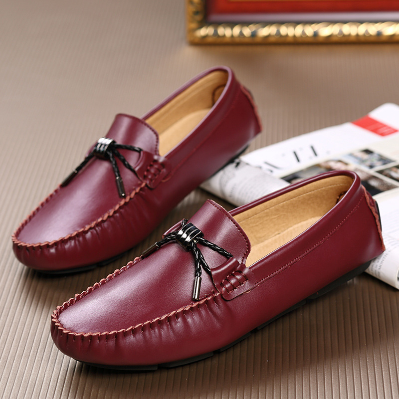 Solid color bean shoes for men breathable shoes