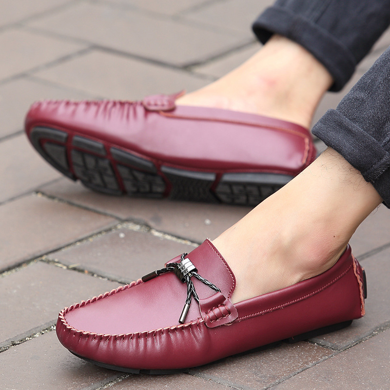 Solid color bean shoes for men breathable shoes