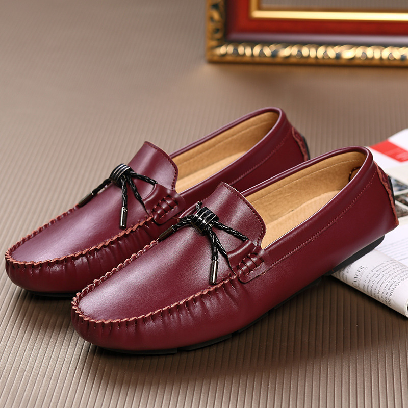 Solid color bean shoes for men breathable shoes