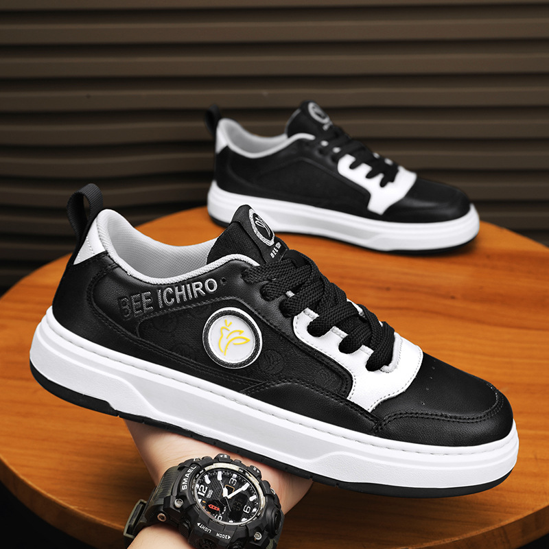 Black casual breathable trendy sneakers new fashion men's shoes