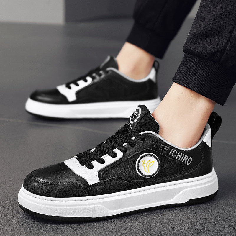 Black casual breathable trendy sneakers new fashion men's shoes