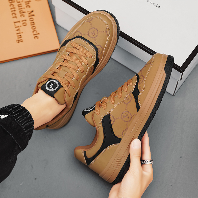 Wheat color matching trendy sports sneakers