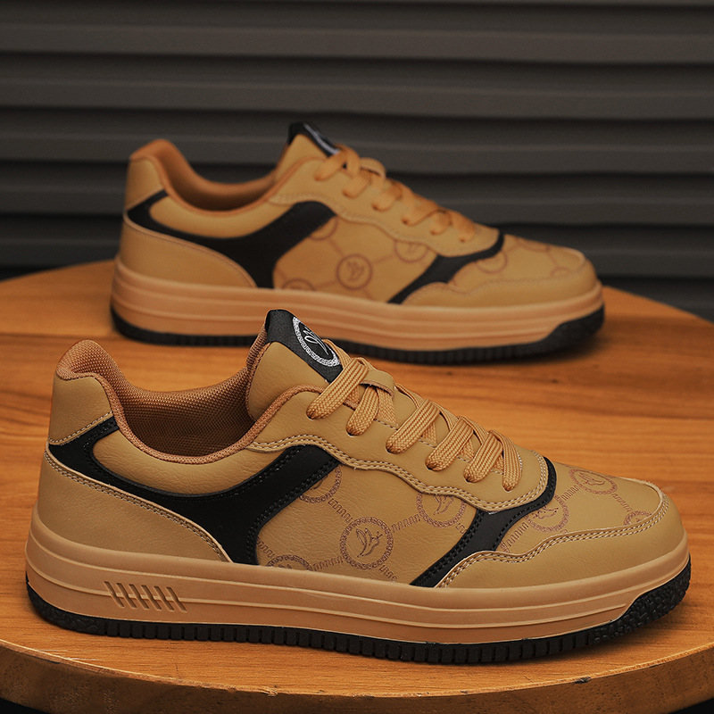 Wheat color matching trendy sports sneakers