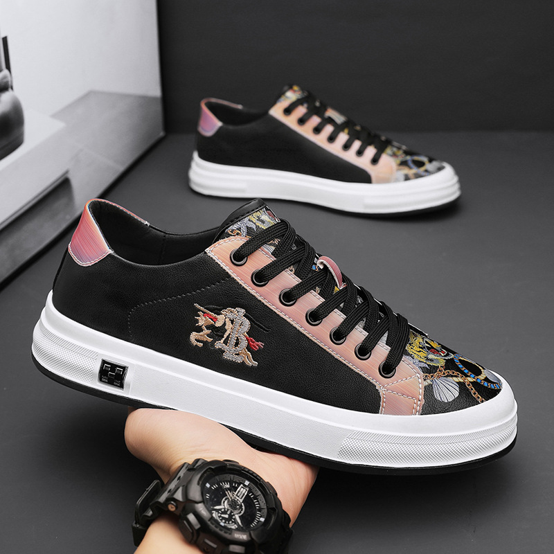 Genuine leather sneakers for all seasons, men's white trendy shoes