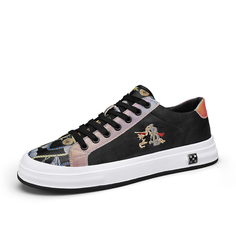 Genuine leather sneakers for all seasons, men's white trendy shoes