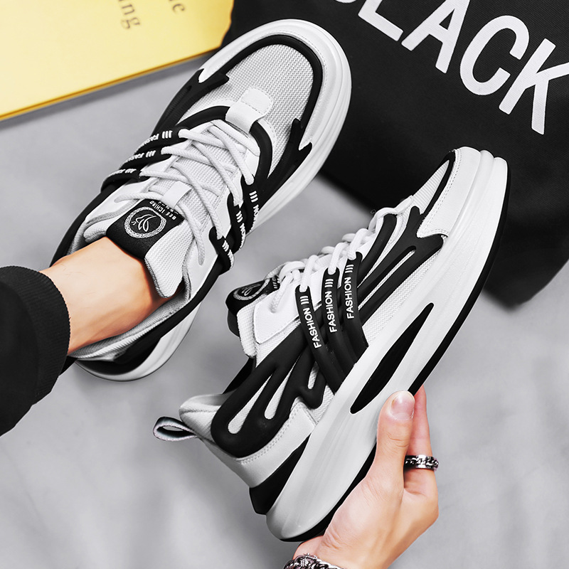 Thick-soled and elevated casual film-absorbent soft-soled mesh sneakers