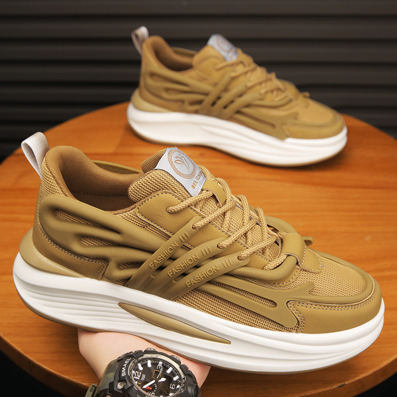 Thick-soled and elevated casual film-absorbent soft-soled mesh sneakers