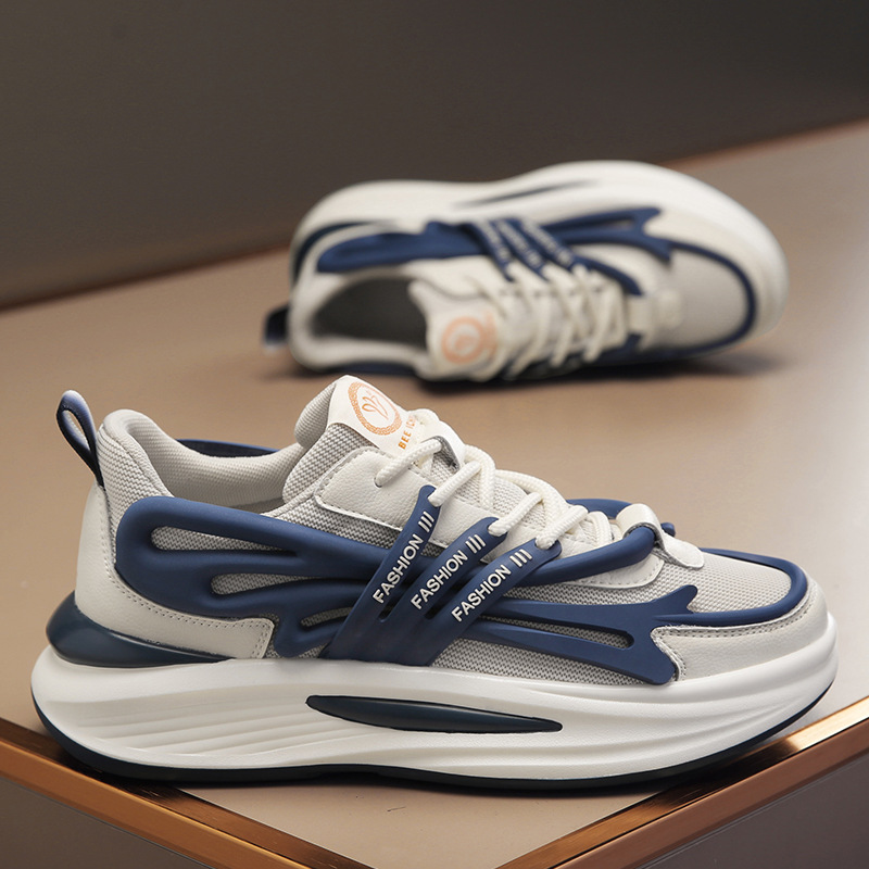 Thick-soled and elevated casual film-absorbent soft-soled mesh sneakers